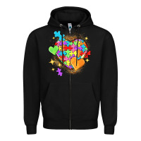 Black Autism hearts Zipper Hoodie - NancyCooperArtShop