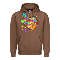Chestnut Autism hearts Zipper Hoodie - NancyCooperArtShop