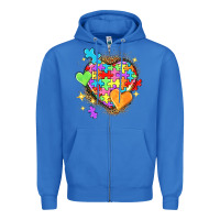 True Royal Autism hearts Zipper Hoodie - NancyCooperArtShop