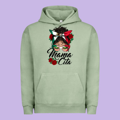 Mexican Mamacita Messy Bun Urban Hoodie Designed By Bundleandbundleshop
