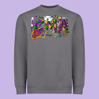 Cma Certified Medical Assistant Mardi Gras Heavyweight Sweatshirt Designed By Lillyallendesigns