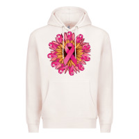 Pale Pink Cancer ribbon sunflower Cancer Awareness Premium Hoodie - HowdyJamesFarm