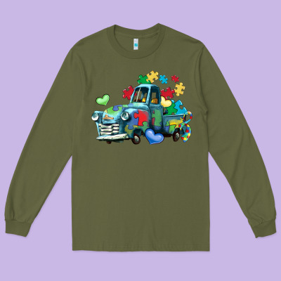 Autism Truck Long Sleeve Tee Designed By Lillyallendesigns
