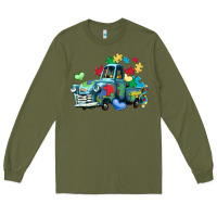 Army Green autism truck Long Sleeve Tee - LillyAllenDesigns