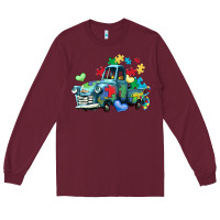 Burgundy autism truck Long Sleeve Tee - LillyAllenDesigns
