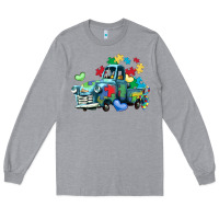 Heather Grey autism truck Long Sleeve Tee - LillyAllenDesigns