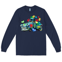 Navy autism truck Long Sleeve Tee - LillyAllenDesigns