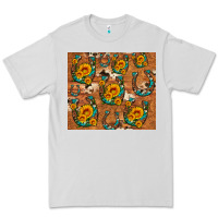 Dove Grey sunflower turquoise leopard cowhide horseshoe Premium Tee - Artiststas