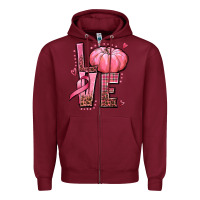 Burgundy love cancer pumpkin Zipper Hoodie - texasbilliewilder