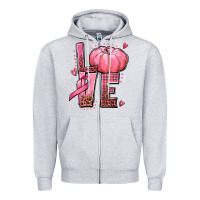 Heather Grey love cancer pumpkin Zipper Hoodie - texasbilliewilder
