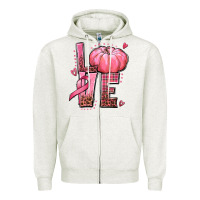 Oatmeal Heather love cancer pumpkin Zipper Hoodie - texasbilliewilder