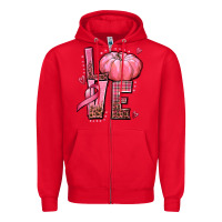 Red love cancer pumpkin Zipper Hoodie - texasbilliewilder
