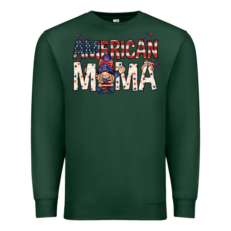 American Mama With Gnome Mothers Day Premium Sweatshirt by HowdyJamesFarm | Teevron