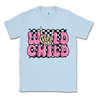 Dusty Blue wild child pink skeleton Classic Tee - MaliasSmallBusiness