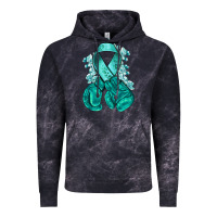 Cloud Black Ovarian Cancer teal ribbon with boxing gloves Vintage Hoodie - NancyCooperArtShop