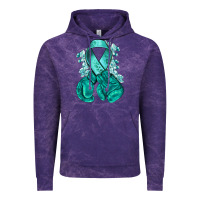 Cloud Purple Ovarian Cancer teal ribbon with boxing gloves Vintage Hoodie - NancyCooperArtShop