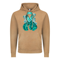 Vintage Camel Ovarian Cancer teal ribbon with boxing gloves Vintage Hoodie - NancyCooperArtShop