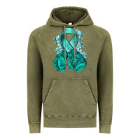 Vintage Olive Ovarian Cancer teal ribbon with boxing gloves Vintage Hoodie - NancyCooperArtShop