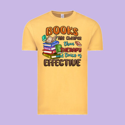 Books Are Cheaper Than Therapy Vintage Tee Designed By Maliassmallbusiness