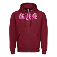 Burgundy Cancer Believe Zipper Hoodie - NancyCooperArtShop