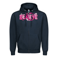 Navy Cancer Believe Zipper Hoodie - NancyCooperArtShop