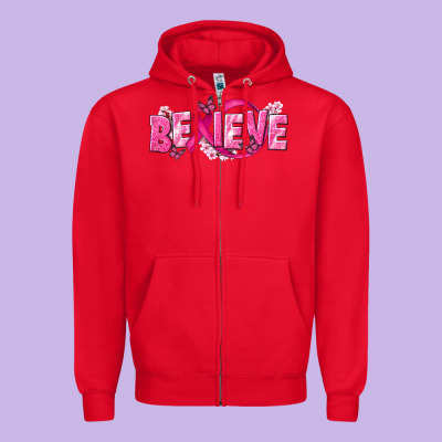 Cancer Believe Zipper Hoodie Designed By Nancycooperartshop