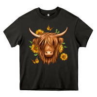 Asphalt sunflowers long haired cow Heavy Core Tee - Jasminsmagicworld