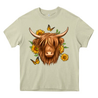 Mossy sunflowers long haired cow Heavy Core Tee - Jasminsmagicworld