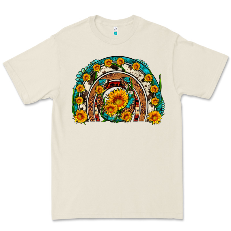 Sunflower Gemstone Leopard Cowhide Horseshoe Rainbow Premium Tee by Artiststas | Teevron