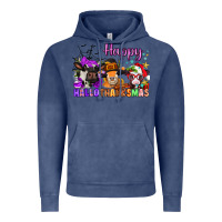 Vintage Denim happy hallothanksmas cows  nancy Vintage Hoodie - NancyCooperArtShop