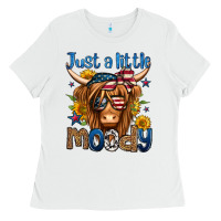 White just a little moody 4th of july long haired cow Ladies Tee - Jasminsmagicworld