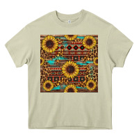Mossy sunflower and leopard seamless pattern Heavy Core Tee - BundleAndBundleShop