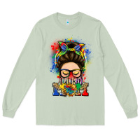 Matcha autism mom messy bun Long Sleeve Tee - LillyAllenDesigns