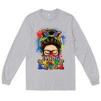 Moon Dust autism mom messy bun Long Sleeve Tee - LillyAllenDesigns