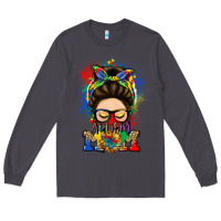 Smoke autism mom messy bun Long Sleeve Tee - LillyAllenDesigns