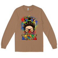 Toasted Coconut autism mom messy bun Long Sleeve Tee - LillyAllenDesigns
