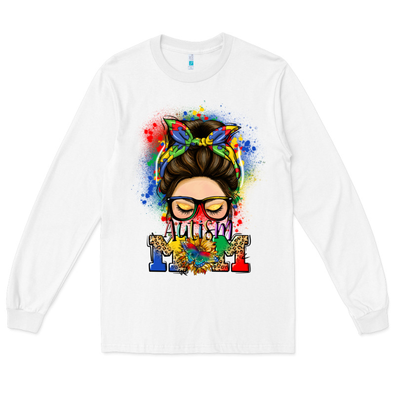 Autism Mom Messy Bun Long Sleeve Tee by LillyAllenDesigns | Teevron