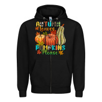 Black Autumn leaves pumpkins please Zipper Hoodie - NancyCooperArtShop