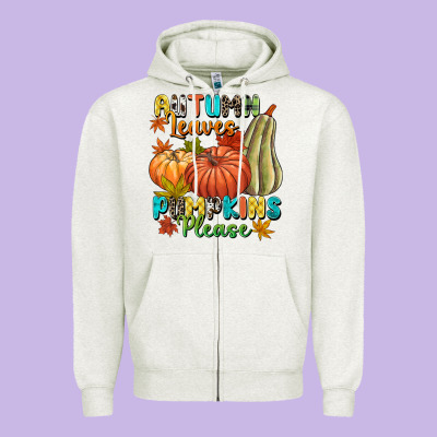 Autumn Leaves Pumpkins Please Zipper Hoodie Designed By Nancycooperartshop