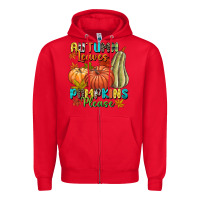 Red Autumn leaves pumpkins please Zipper Hoodie - NancyCooperArtShop