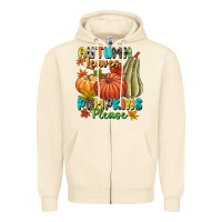 Sandshell Autumn leaves pumpkins please Zipper Hoodie - NancyCooperArtShop