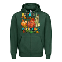 Sports Green Autumn leaves pumpkins please Zipper Hoodie - NancyCooperArtShop