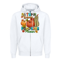 White Autumn leaves pumpkins please Zipper Hoodie - NancyCooperArtShop