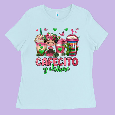 Cafecito Y Chisme Coffee Cups Ladies Tee Designed By Jasminsmagicworld