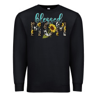 Black Blessed mom sunflower mother's day Premium Sweatshirt - HowdyJamesFarm