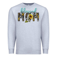 Heather Grey Blessed mom sunflower mother's day Premium Sweatshirt - HowdyJamesFarm