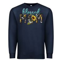 Navy Blessed mom sunflower mother's day Premium Sweatshirt - HowdyJamesFarm