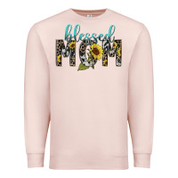 Pale Pink Blessed mom sunflower mother's day Premium Sweatshirt - HowdyJamesFarm