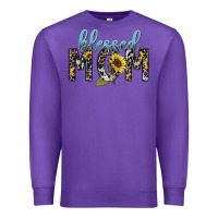 Purple Blessed mom sunflower mother's day Premium Sweatshirt - HowdyJamesFarm