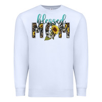 White Blessed mom sunflower mother's day Premium Sweatshirt - HowdyJamesFarm